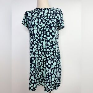 J. Jill Wearever Collection Fruit‎ Dress Aqua Teal Navy Size Medium Petite
